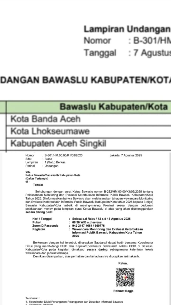 Undangan wawancara monitoring ppid