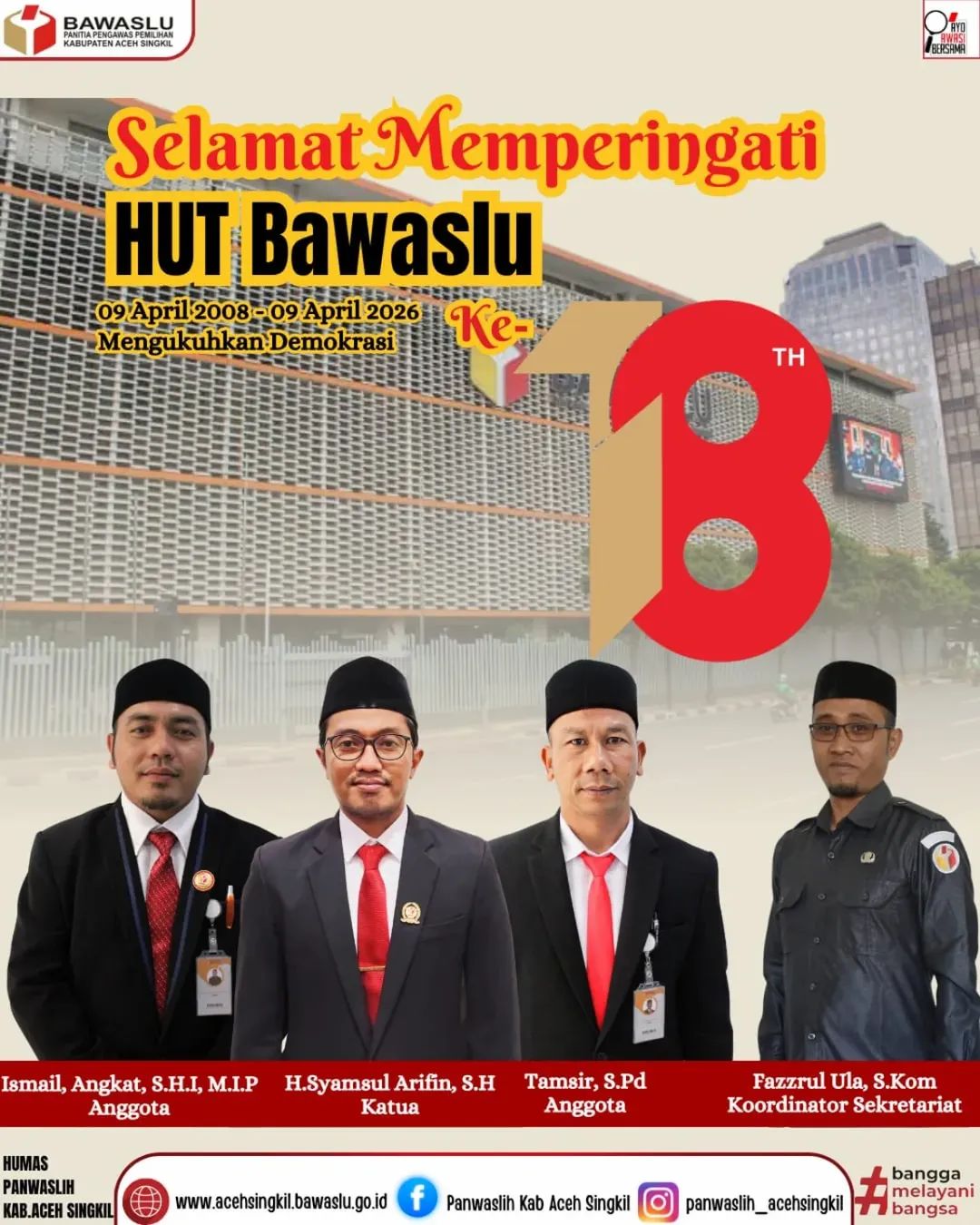 HUT ke-18 Bawaslu, Bawaslu Aceh Singkil Perkuat Pengawasan Partisipatif